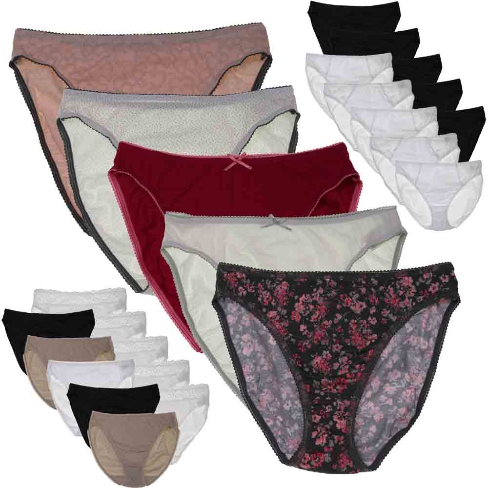 Ladies Top Uk Store Briefs Knickers 5 Pack High Leg Cotton Lycra M S L