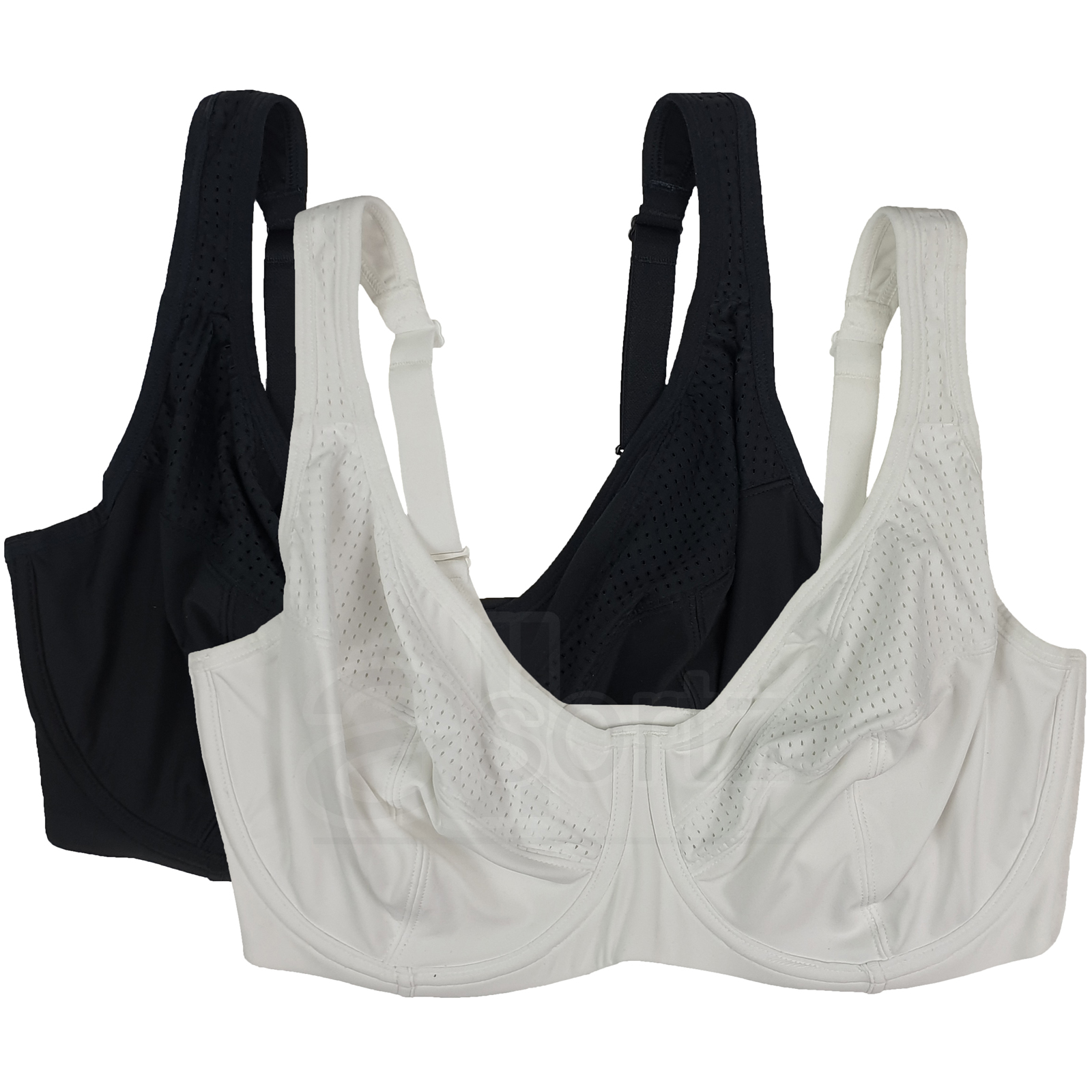 2 Pack High Impact Sports Bras Underwired Plus Non Padded Multipack Size M S L