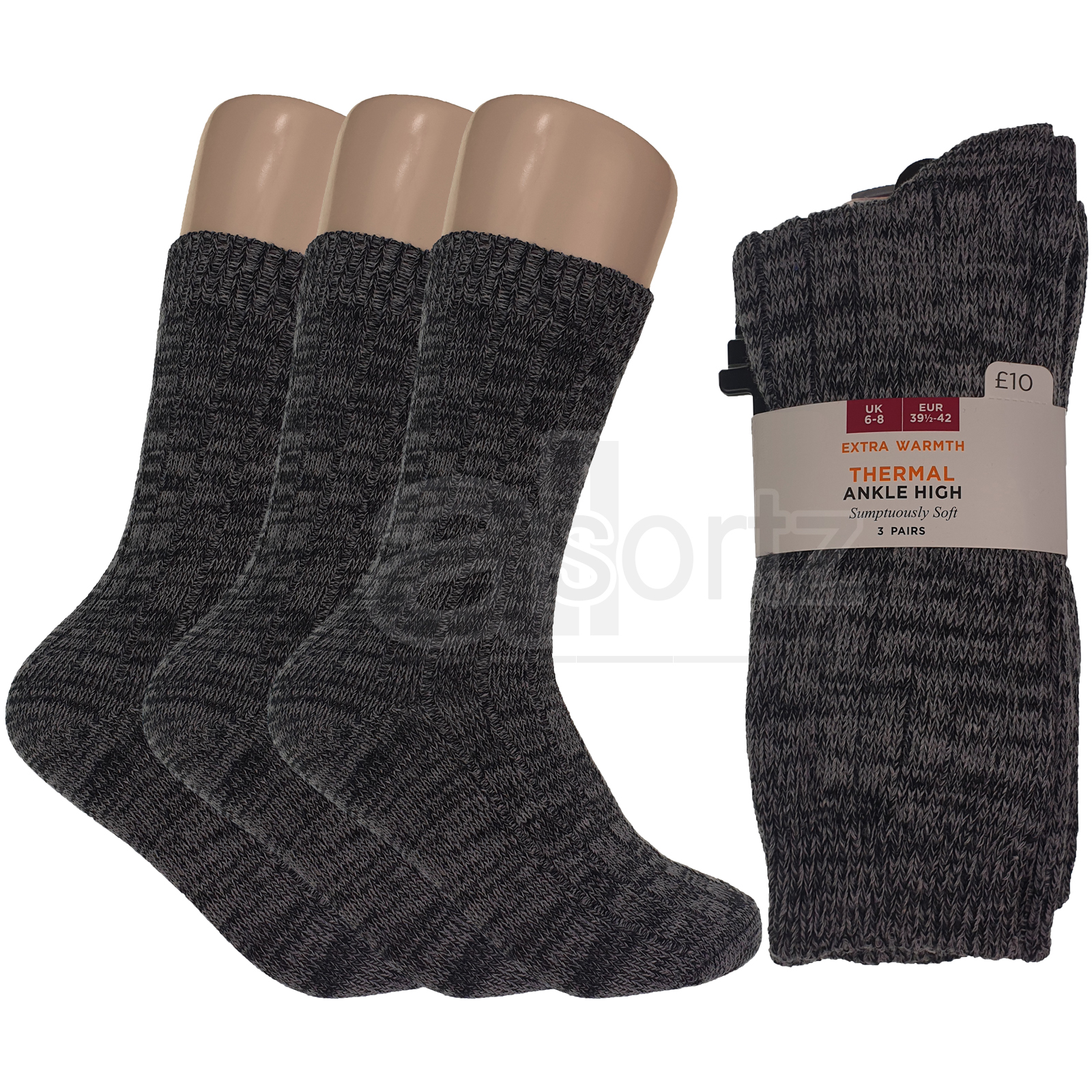Nuevo Damas Invierno Cálido 3 Pares Algodón Rico Calcetines Térmicos Ropa de Salón Talla M S L - Imagen 6 de 6