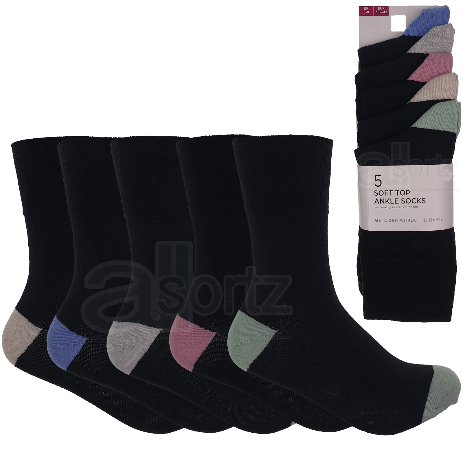 5 Pairs Multipack Socks ex M S Cotton Rich Ladies Girls Womens Ankle New UK Size