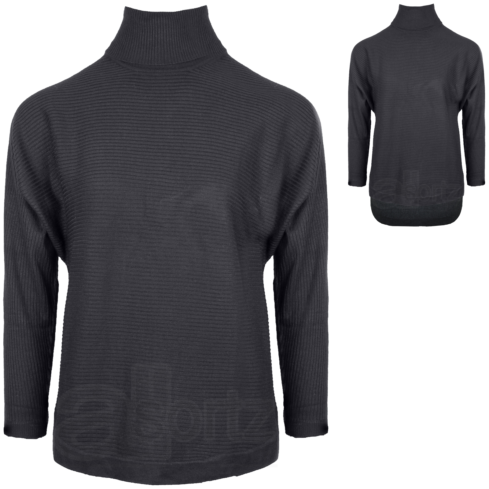 Prenda para el torso de saltador con cuello alto cuello sumergido manga larga tienda del Reino Unido acanalada para mujer - Imagen 7 de 11