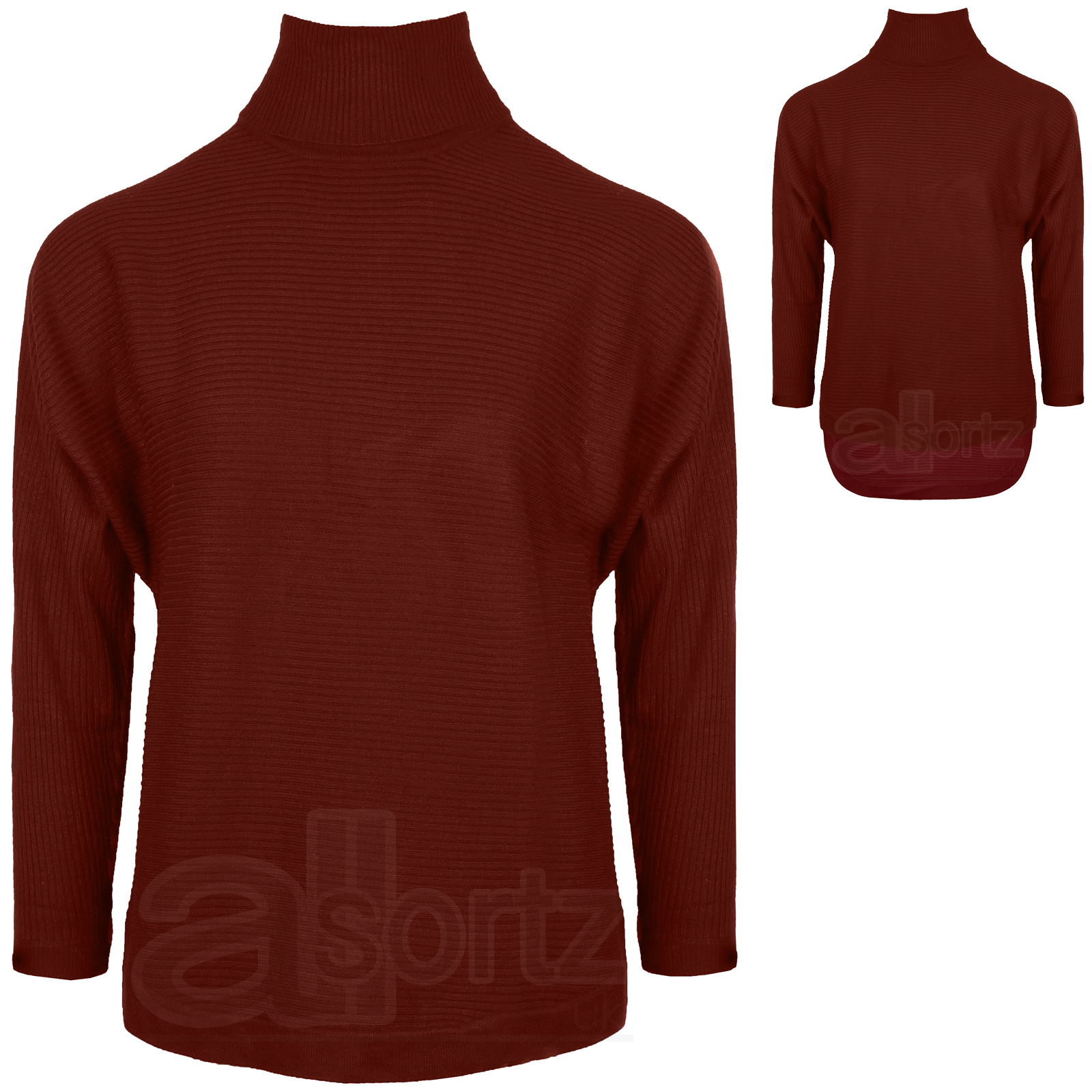 Prenda para el torso de saltador con cuello alto cuello sumergido manga larga tienda del Reino Unido acanalada para mujer - Imagen 11 de 11