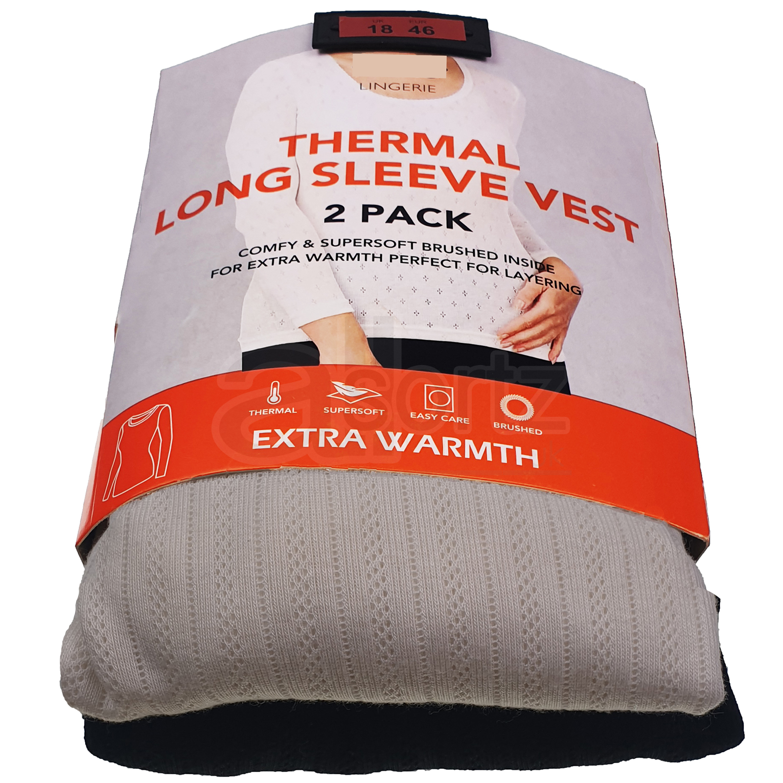 Ladies 2 Pack Thermal Vest Tops Long Sleeve Pointelle Winter Warm UK Size M S L - Picture 19 of 19