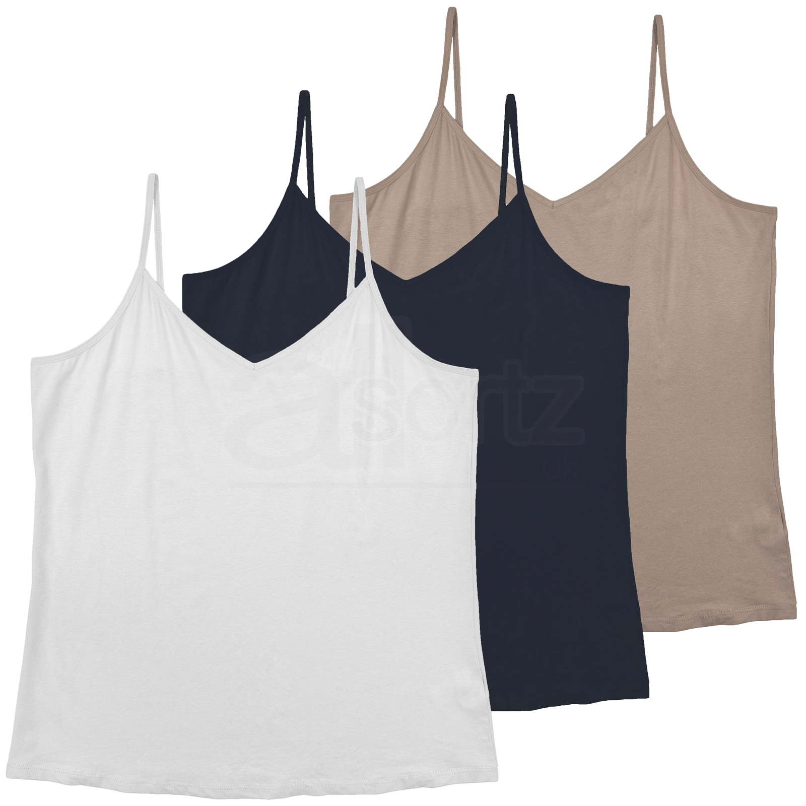 Damas Cami Chaleco Prendas para el torso Paquete de 3 Talla Grande Algodón Rico ex M S Grande Nuevo Reino Unido Talla - Imagen 14 de 20