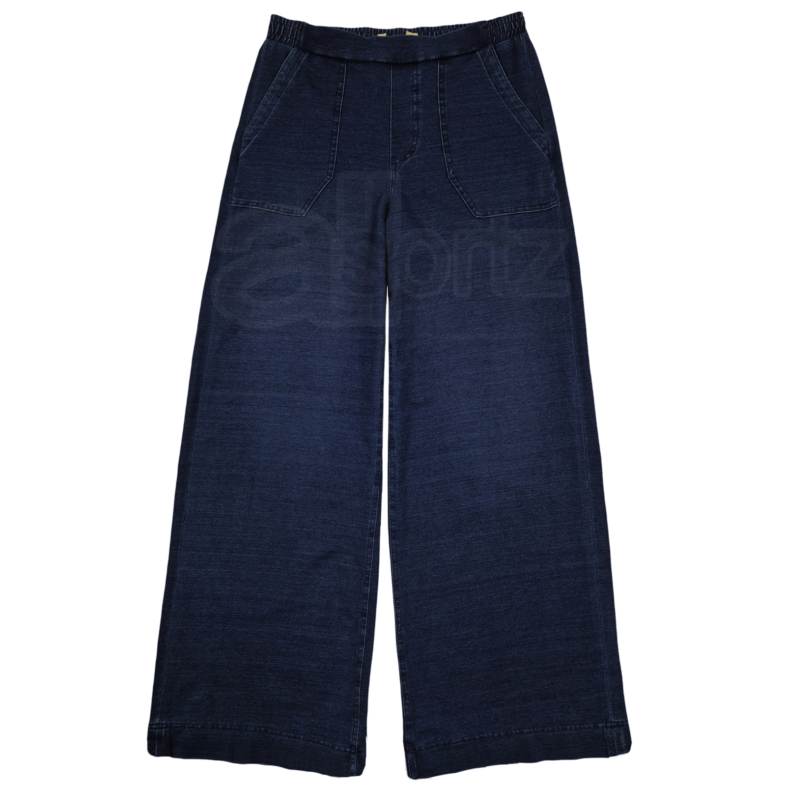 Ladies Wide Leg Denim Trousers ex M S High Elasticated Waist Pockets New UK Size