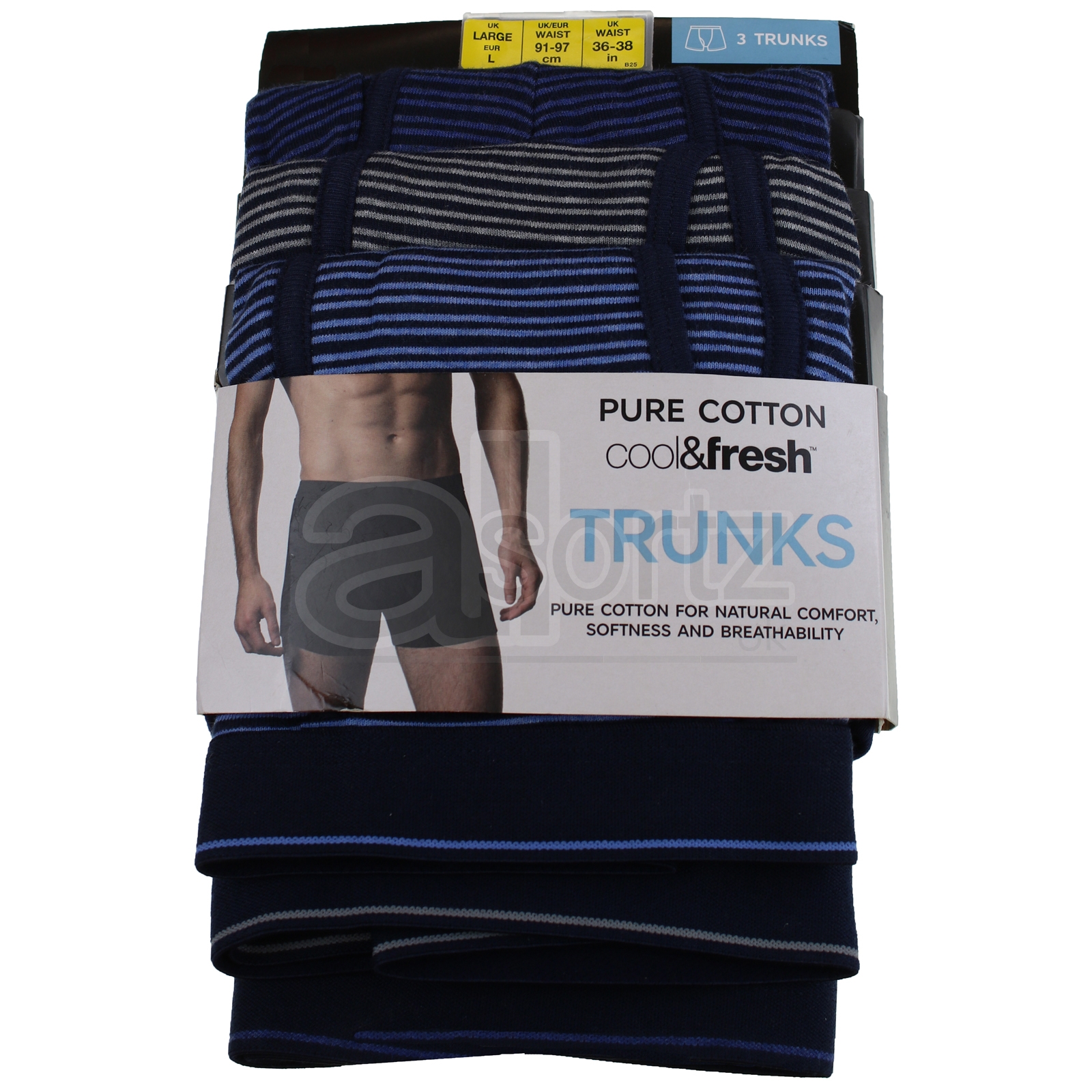 Mens 3 Pack Trunks M S Cool Fresh Cotton Rich Boxer Shorts Keyhole Fly UK Size