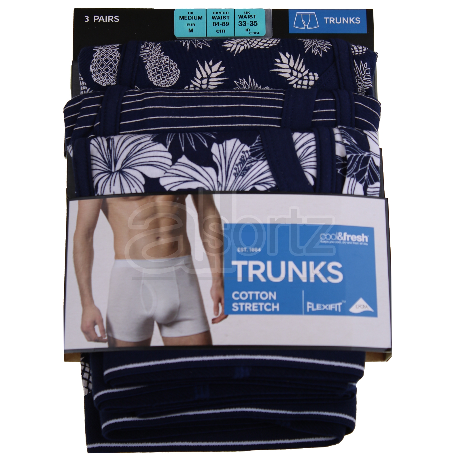 Mens 3 Pack Trunks M S Cool Fresh Cotton Rich Boxer Shorts Keyhole Fly UK Size - Picture 11 of 15
