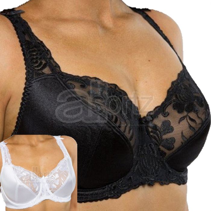 Gemm White Bra Satin & Lace 40g Underwired Firm Control Full Cup