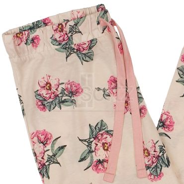 Ladies Cream Floral Print Lounge Pyjama Bottoms