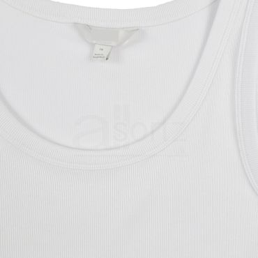 Ladies White Cotton Rich Ribbed Vest Top