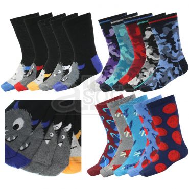 Childrens 5 Pairs Cotton Rich School Socks