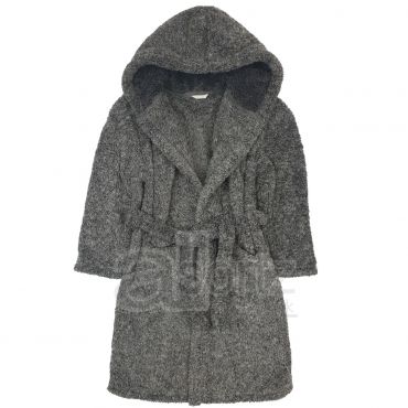 Childrens Fleece Hooded Grey Marl Chunky Dressing Gown	