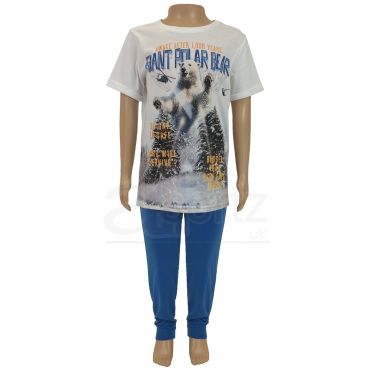 Boys Blue & White Giant Polar Bear Print Pyjamas