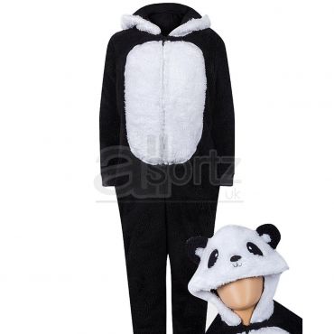 Childrens Fleece Hooded All In One Panda Sleepsuits	