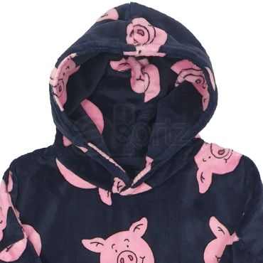 Childrens Character Pig Fleece Oversize Hoodie