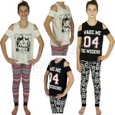 Girls Black & White 'Wake Me 04 The Weekend' Pyjamas