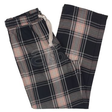 Girls Black & Peach Checked Pyjama Bottoms