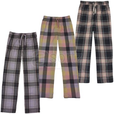 Girls Lilac & Grey Checked Pyjama Bottoms