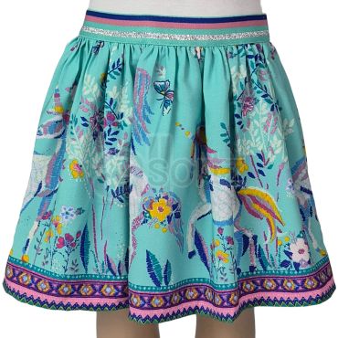 Girls Designer Deep Red Floral Skirt