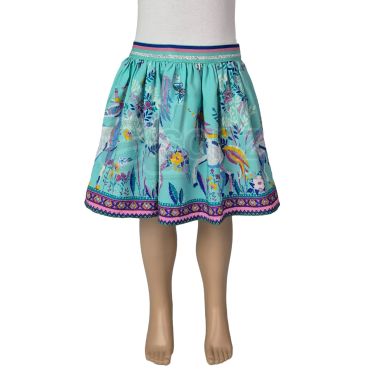Girls Designer Deep Red Floral Skirt