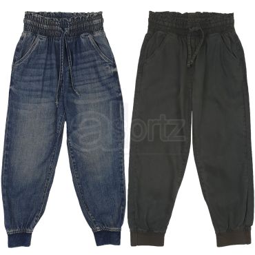 Girls Blue or Dark Grey Khaki Cuff Joggers