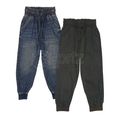 Girls Blue or Dark Grey Khaki Cuff Joggers