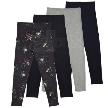 Girls Plain or Patterned Cotton Rich Leggings
