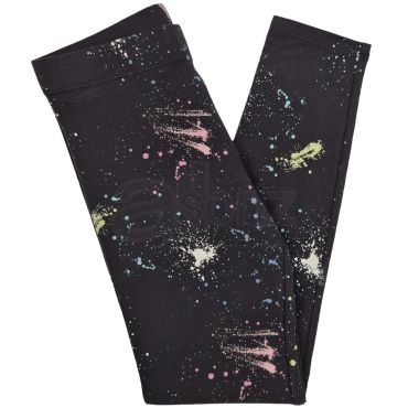 Girls Black Splash Print Cotton Rich Leggings