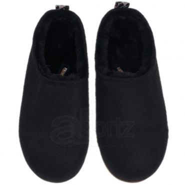 Black Faux Fur Lined Mule Slippers