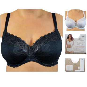 Ladies Lace Full Cup Lace Balcony Bras - Black or White