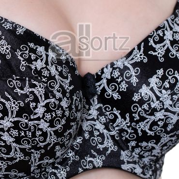 Ladies Gemm Luxury Black Paisley Print Full Cup Underwired Bra 