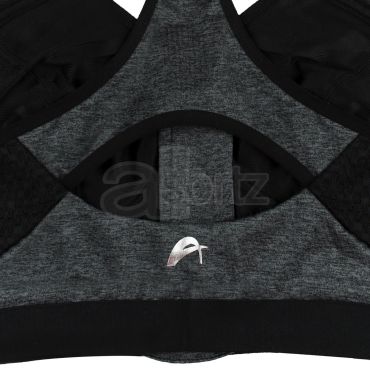 Ladies Grey & Black Zip Front Sports Bra