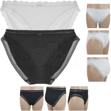 Ladies High Leg Lace Trim Briefs Knickers