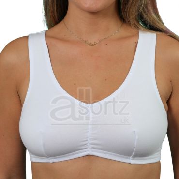 Ladies Gemm White Soft Cotton Pull On Stretch Bra