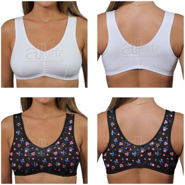 Ladies Gemm White Soft Cotton Pull On Stretch Bra