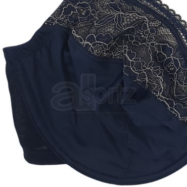 Ladies Underwired Full Cup Minimiser Bra (Navy Blue)