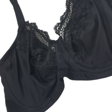 Ladies Underwired Full Cup Minimiser Bra (Black)