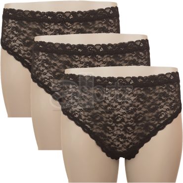 Ladies 3 Pack Lace Bikini Briefs Knickers