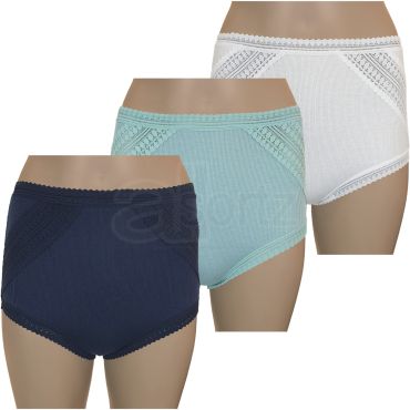 Ladies Ribbed Cotton Rich Full Coverage Briefs Knickers