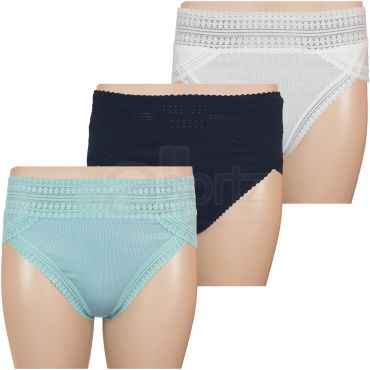 Ladies Ribbed Cotton Rich High Leg Briefs Knickers