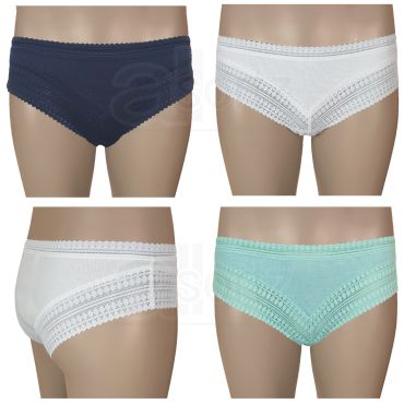 Ladies Ribbed Cotton Rich Brazilian Briefs Knickers