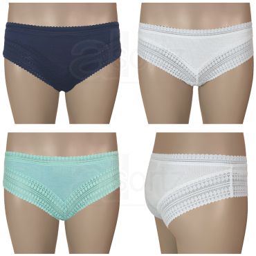 Ladies Ribbed Cotton Rich Brazilian Briefs Knickers