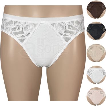 Ladies Embossed High Leg Briefs Knickers