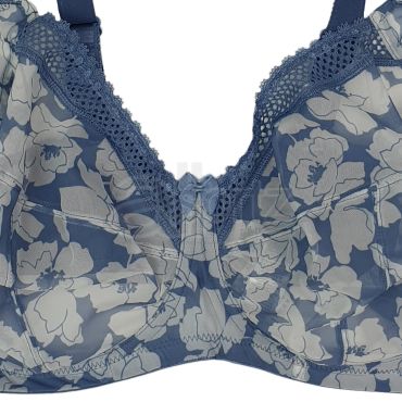 Ladies Underwired Full Cup Blue Floral Print Bra