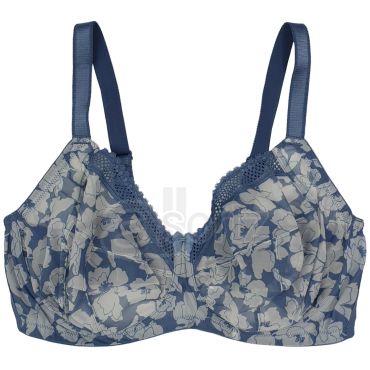 Ladies Underwired Full Cup Blue Floral Print Bra