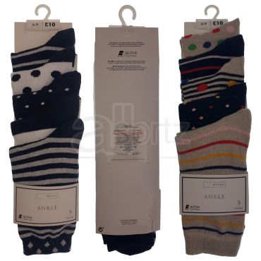 Ladies 5 Pair Pack Cotton Rich Socks