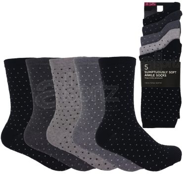 Ladies 5 Pair Pack Spotted Dotty Cotton Rich Socks