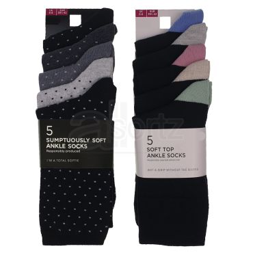 Ladies 5 Pair Pack Cotton Rich Socks