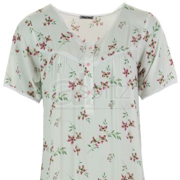 Ladies White Floral Print Nightdress
