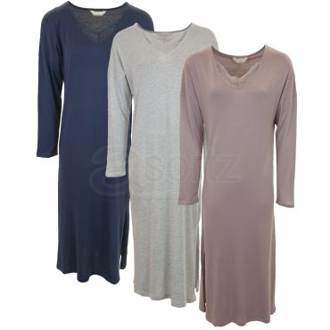 Ladies Long Sleeve Cotton Modal Long Nightdress